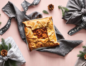 Maple Turkey, Sweet Potato, and Foie Gras Sheet Pie